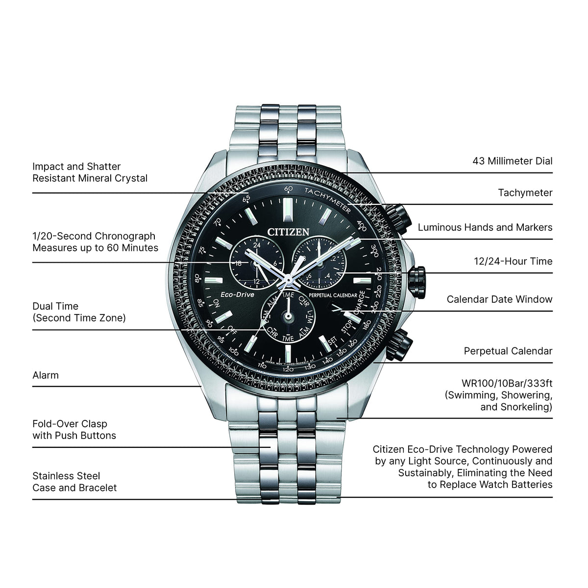 Men's Stainless Steel Chronograph Watch M105