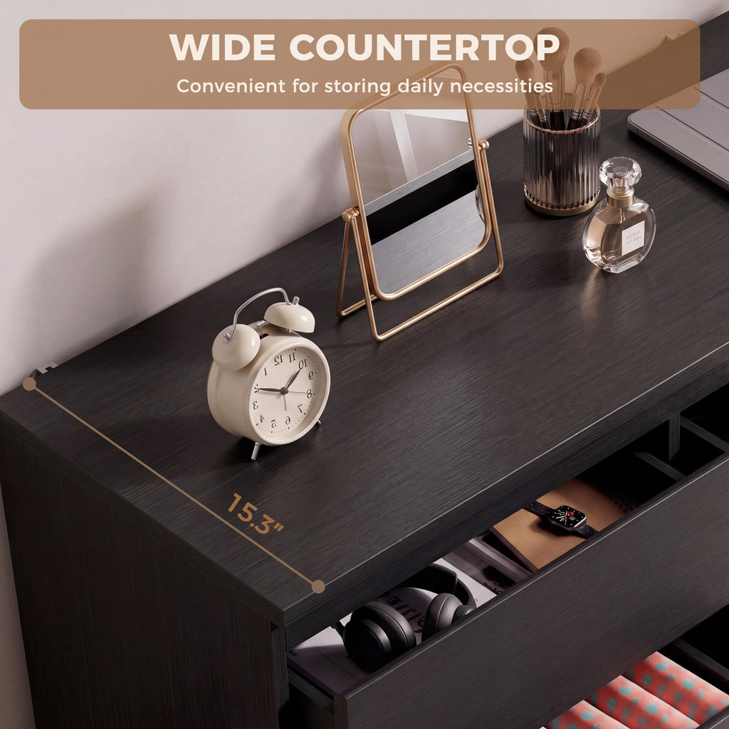 Black 6 Drawer Wood Double Dresser N96968