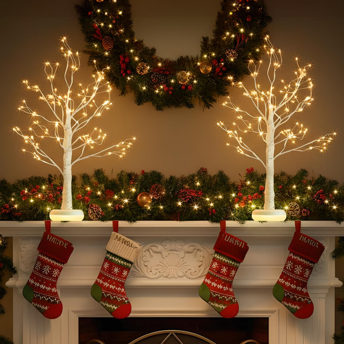 Birch Tree with Lights B62211