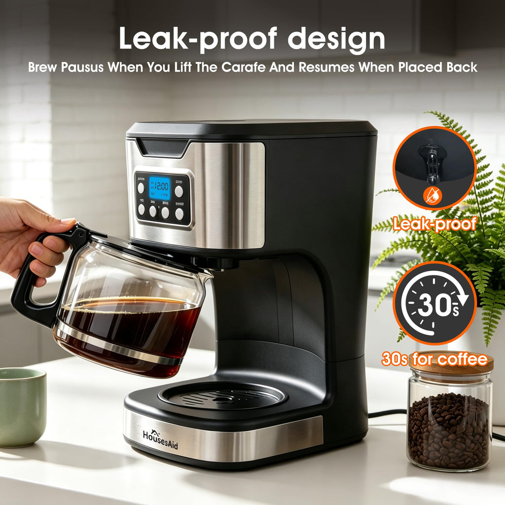 Black Stainless Steel Programmable Coffee Maker U370