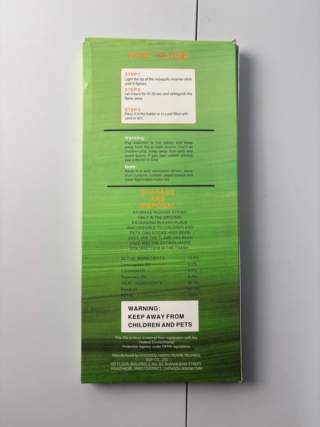 120 Pcs Citronella Oil Incense Sticks I1446