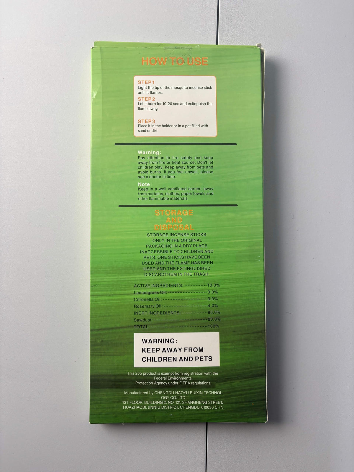120 Pcs Citronella Oil Incense Sticks I1446