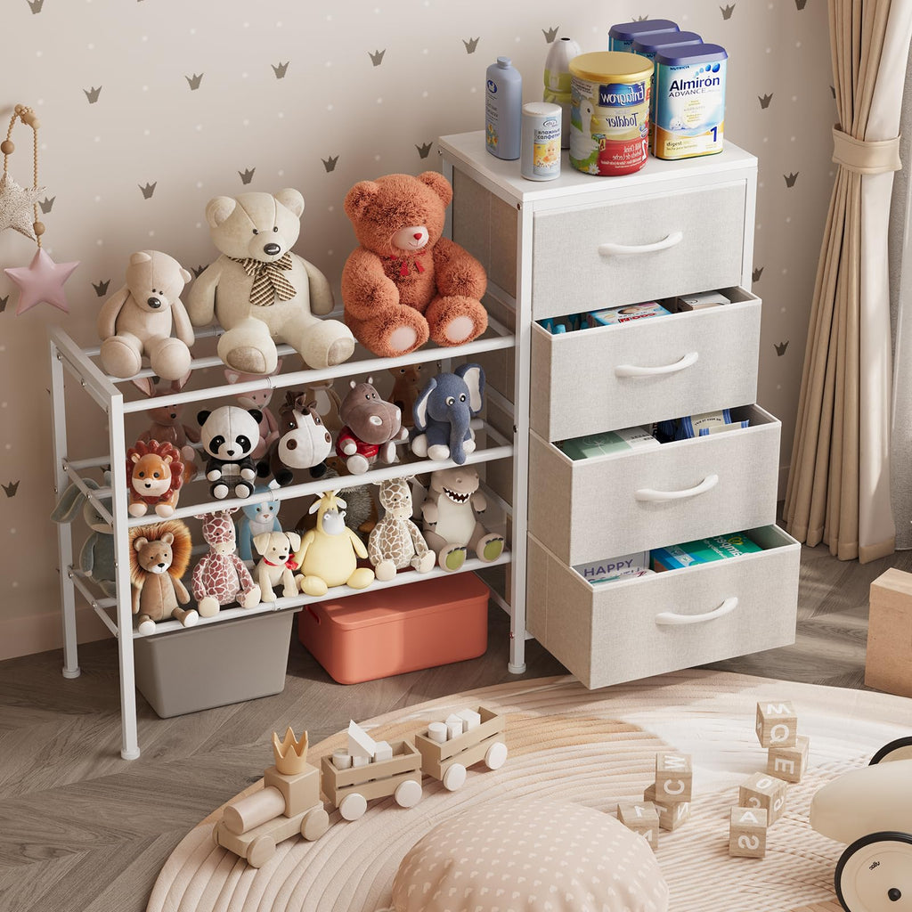 White 4 Drawer Fabric Dresser L671357