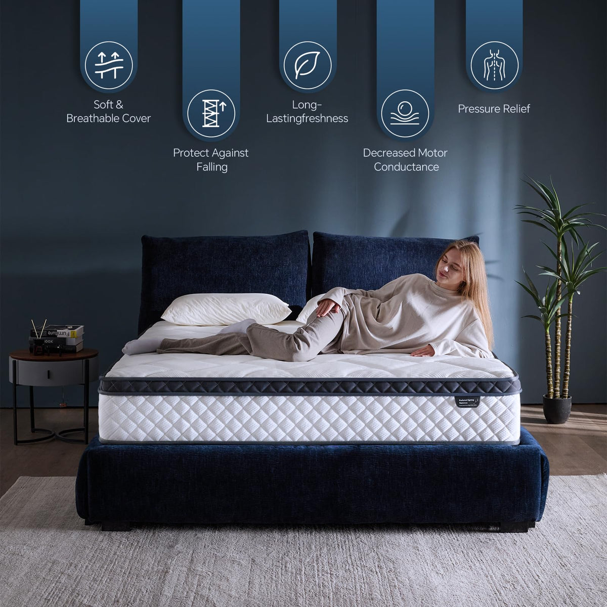 10 Inch Twin Hybrid Mattress in a Box with Pocket Spring & Memory Foam N76249