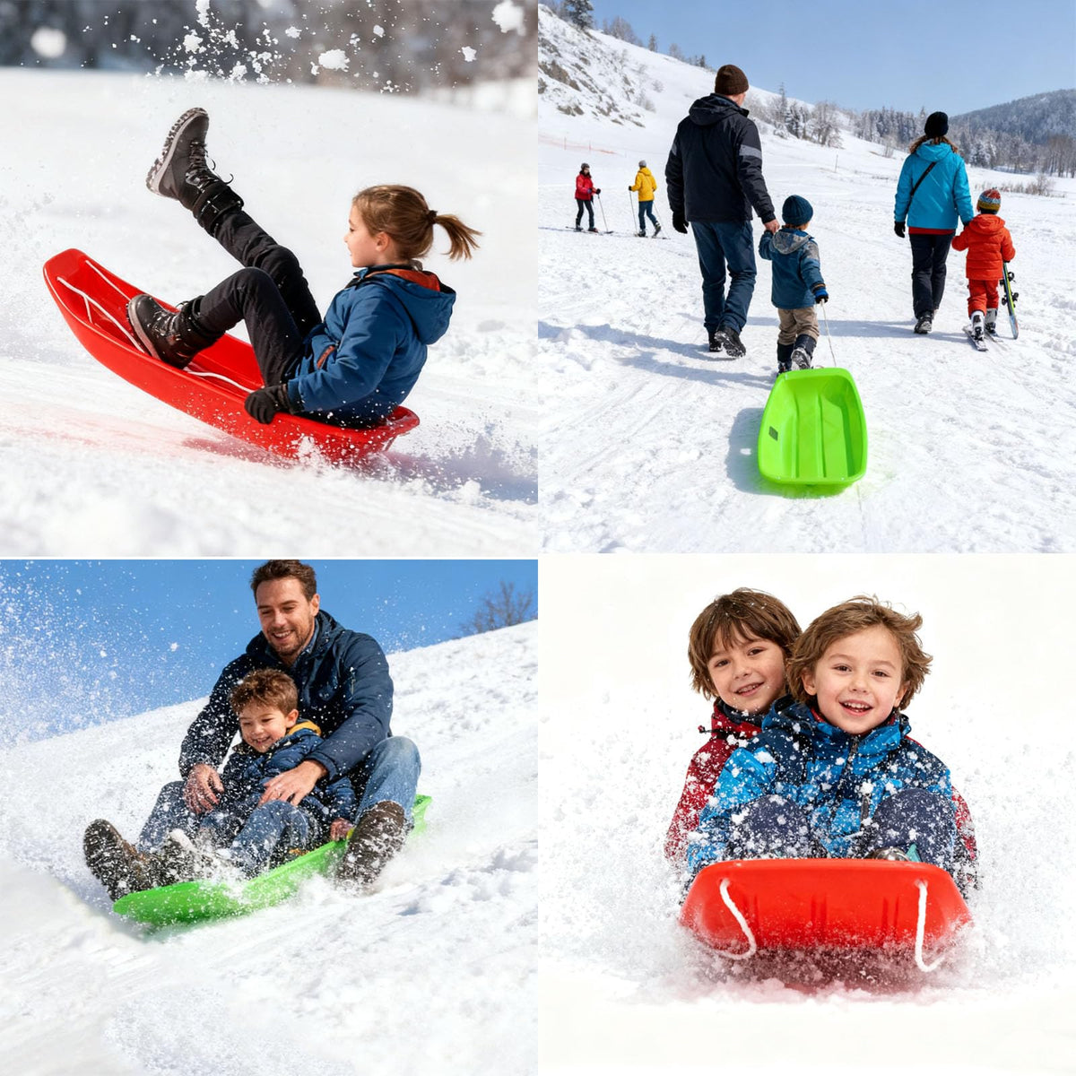 Snow Sled with Pull Rope & Handles 35 Inch F56944