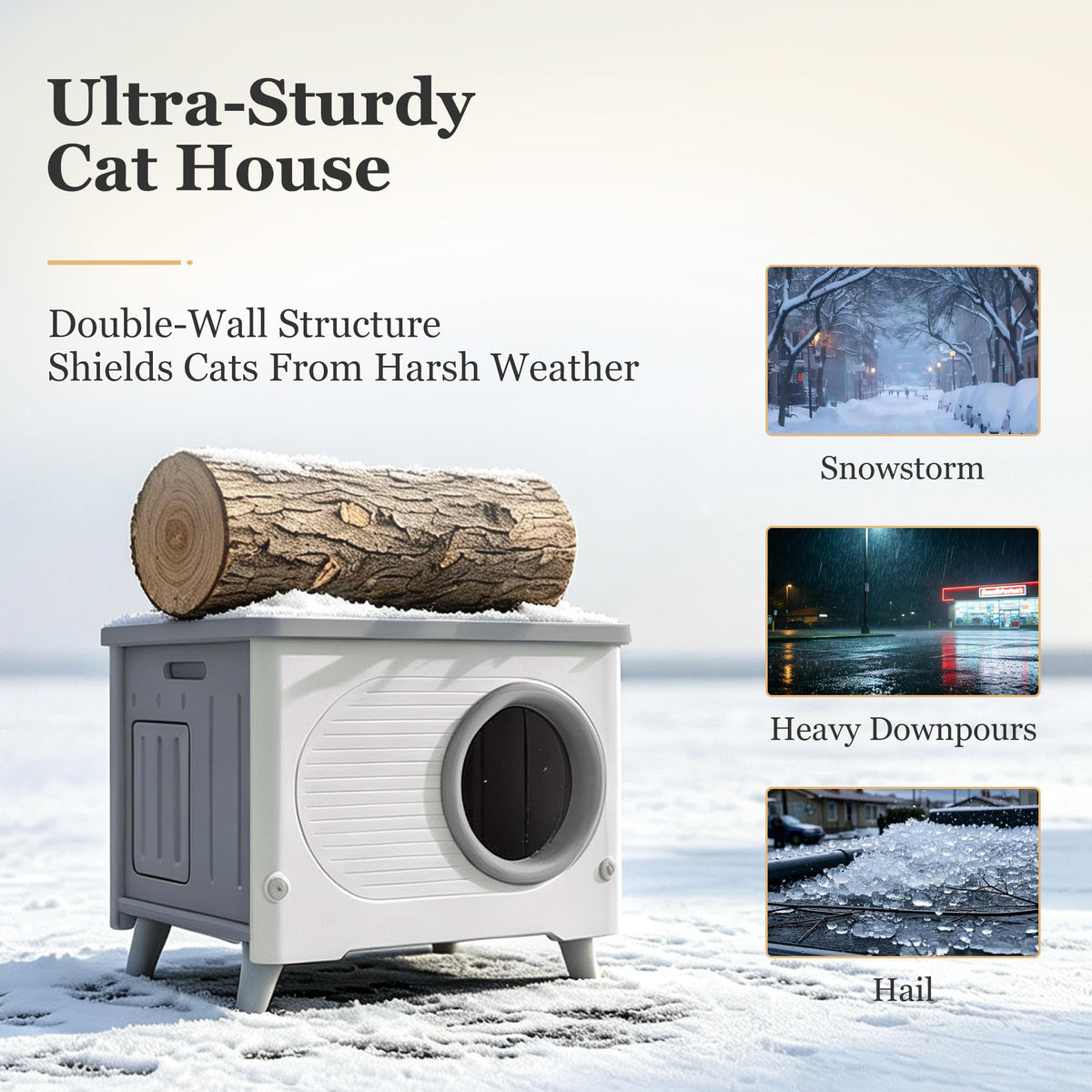 Weatherproof Elevated Outdoor Cat House with Cushion N6775