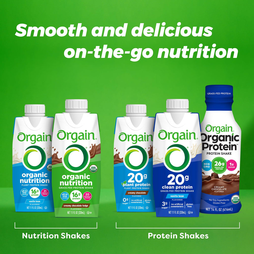 Organic Vegan Plant Based Nutritional Shake, Vanilla Bean + Smooth Chocolate, 11 Fl Oz (Pack of 4) U594742