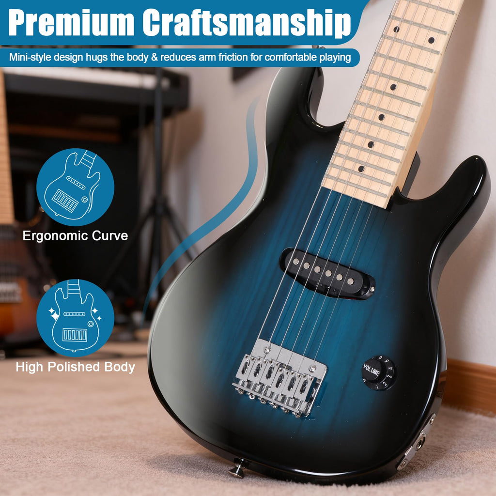 30" Blue Electric Guitar Beginner Kit with Amp and Bag C615387