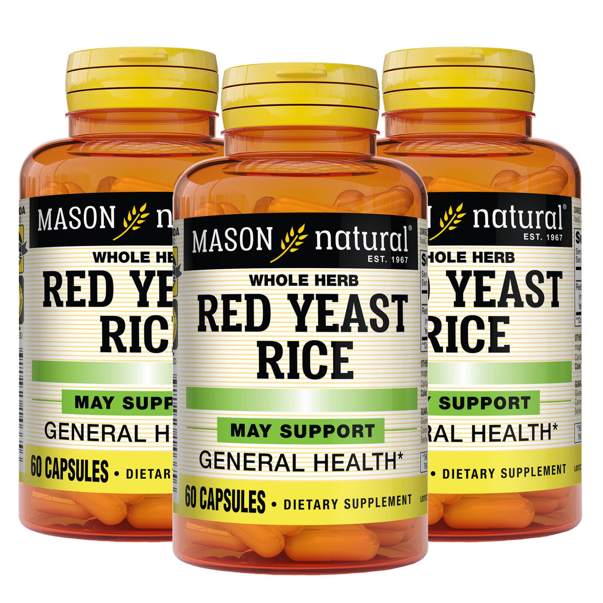 Red Yeast Rice Herbal Supplement 60 Capsules Pack of 3 J6682
