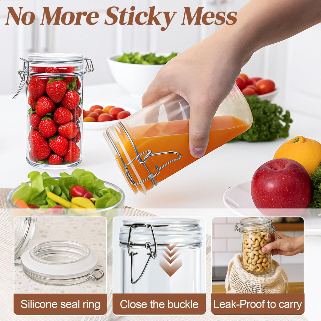 8 PCS 16 oz Glass Jars with Airtight Lid L838