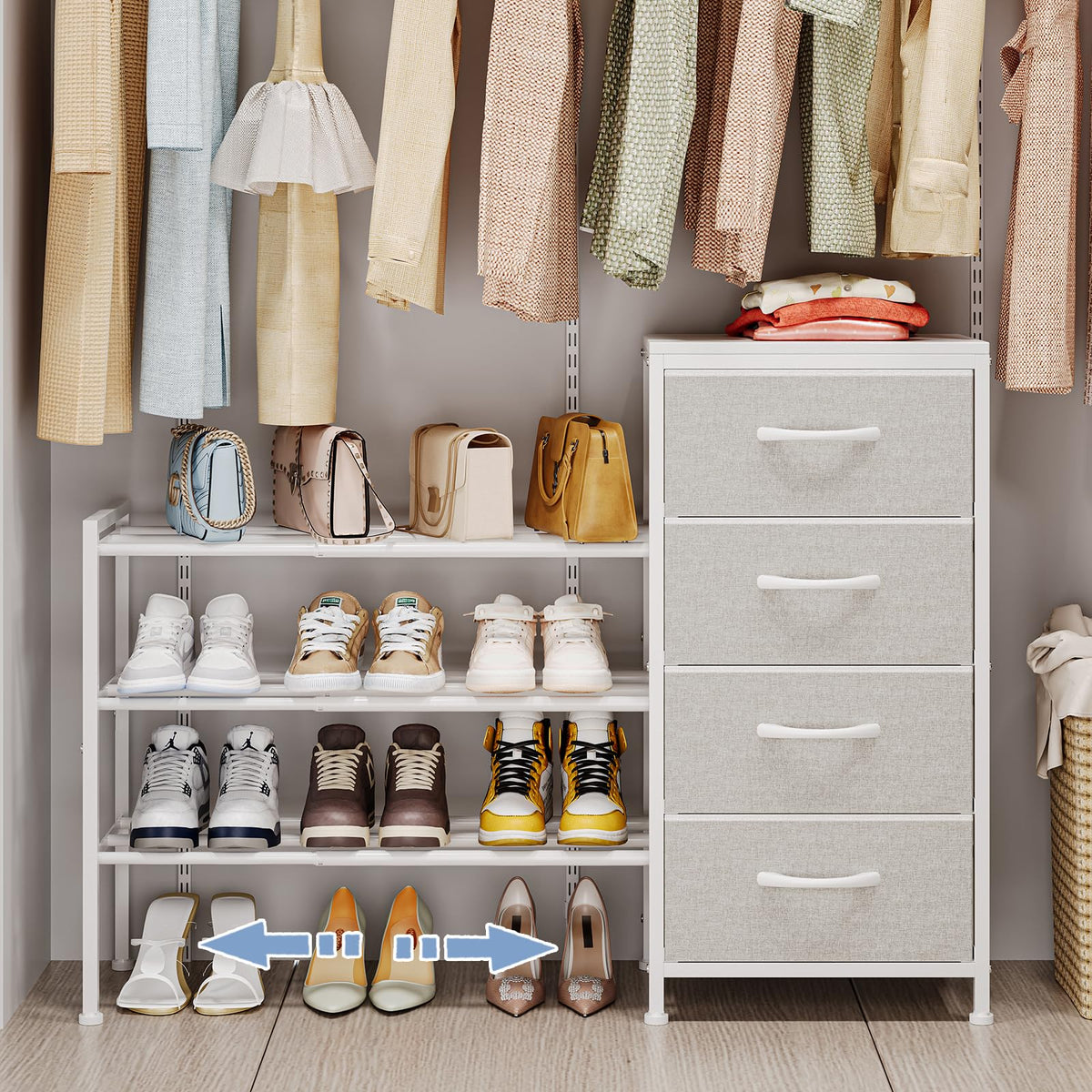 White 4 Drawer Fabric Dresser L671357