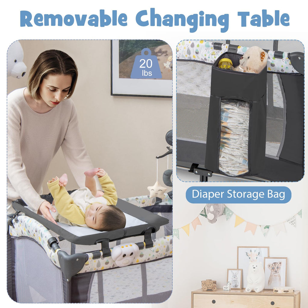 Portable Baby Playard with Bassinet and Changing Table M7080