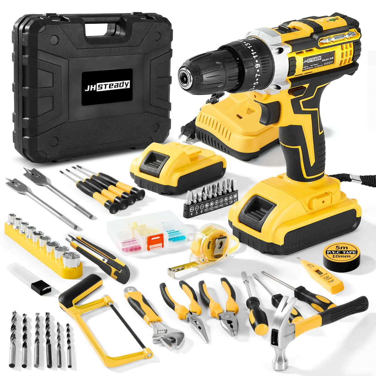 21V Cordless Drill Driver Kit with 2 Batteries & Charger S4005