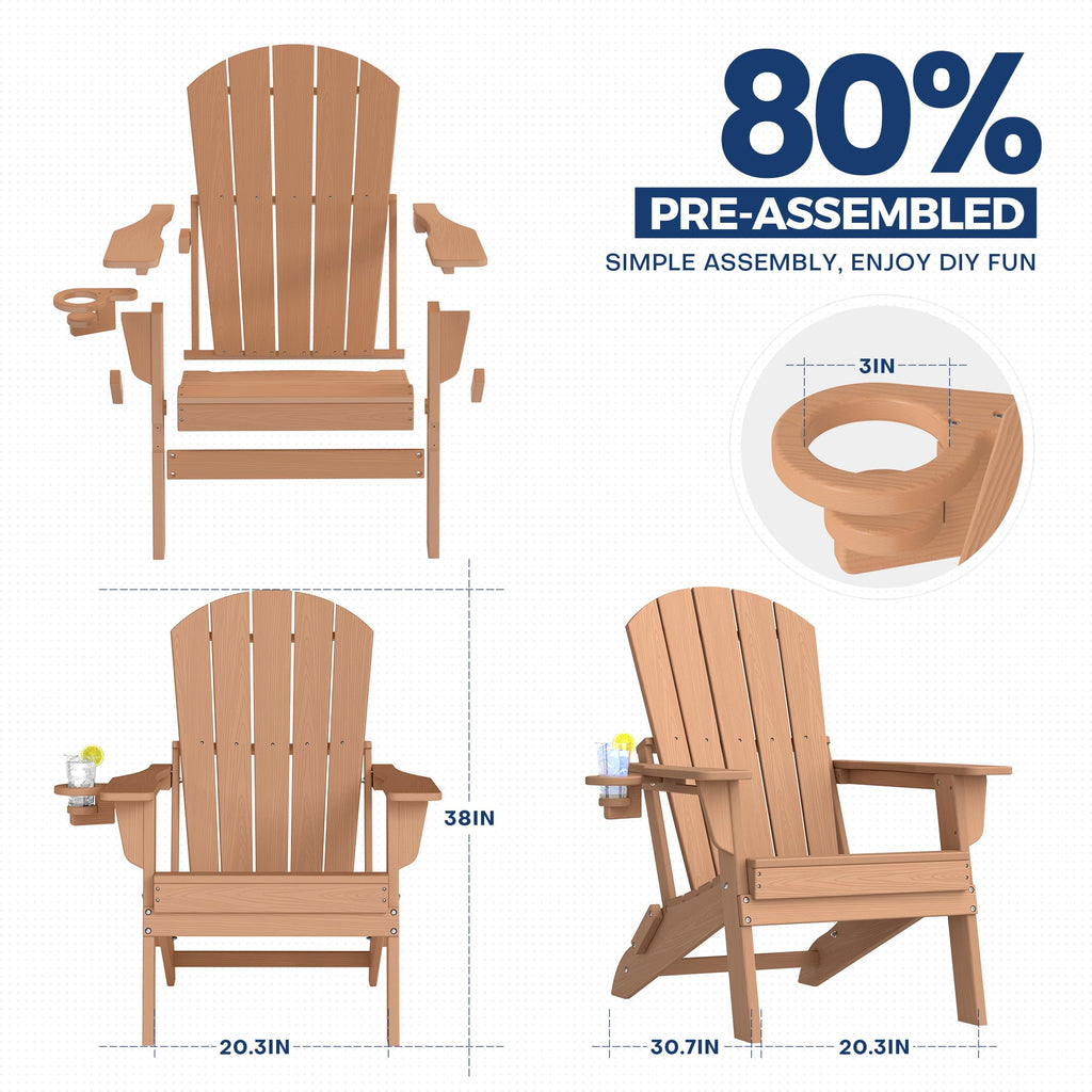 Adirondack Chair Set of 2 with Cup Holders & Table L2422