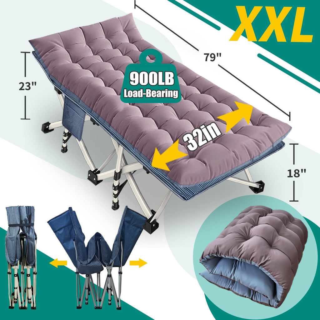 32" XXL Camping Cot with Mattress I753