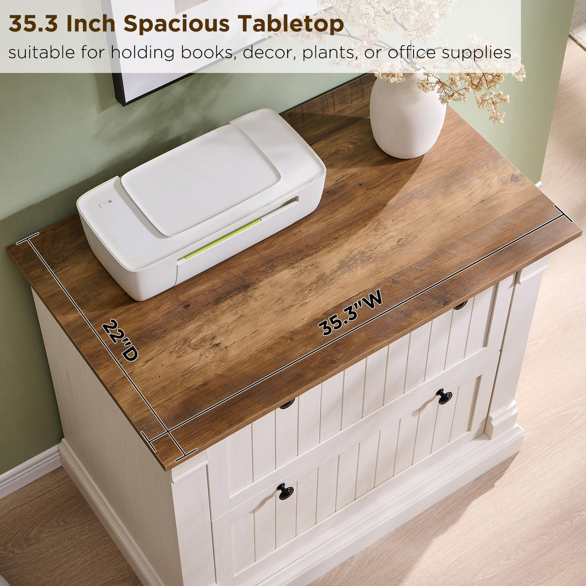 Antique White 2 Drawer File Cabinet S132998