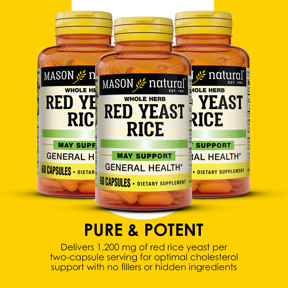 Red Yeast Rice Herbal Supplement 60 Capsules Pack of 3 J6682