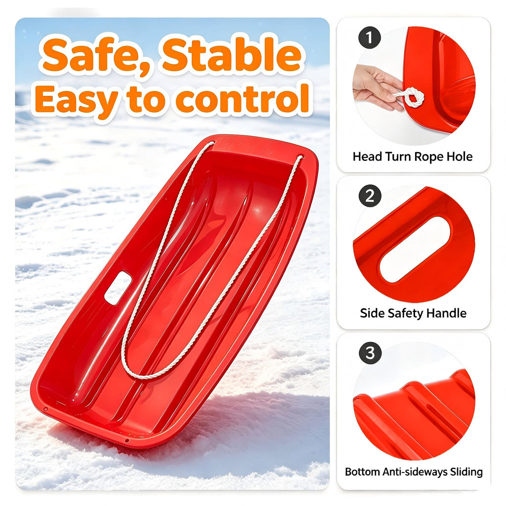 Plastic Snow Sleds with Pull Rope and Handles J6127