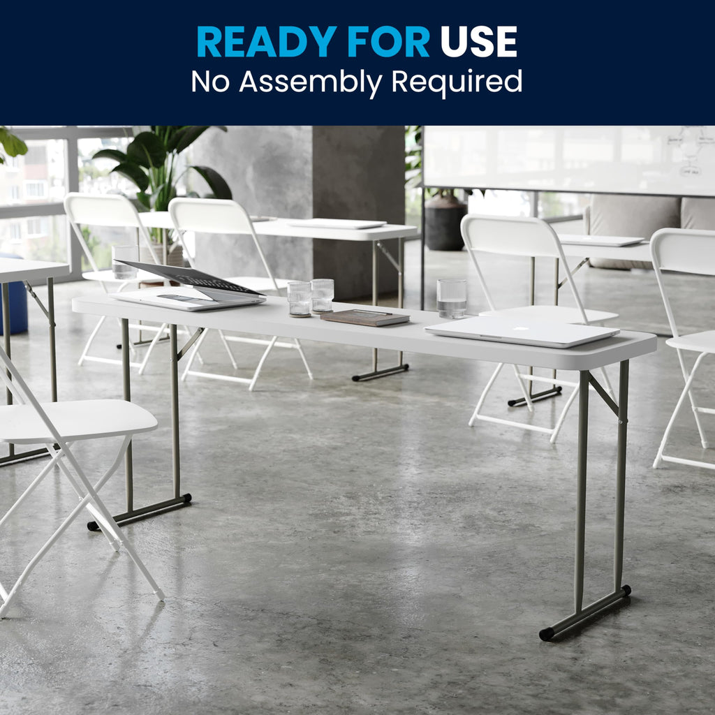 6-Foot Granite White Plastic Folding Training Table J22341