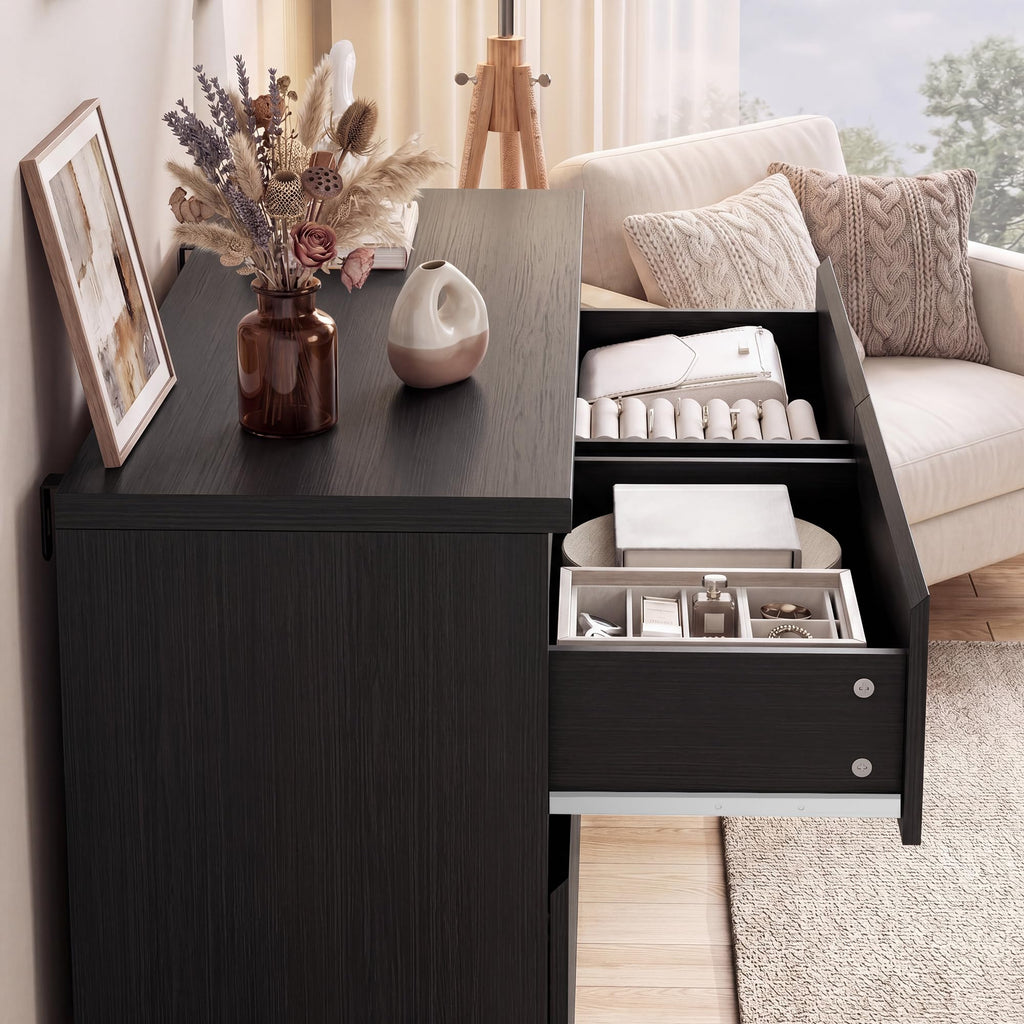Black 6 Drawer Wood Double Dresser N96968
