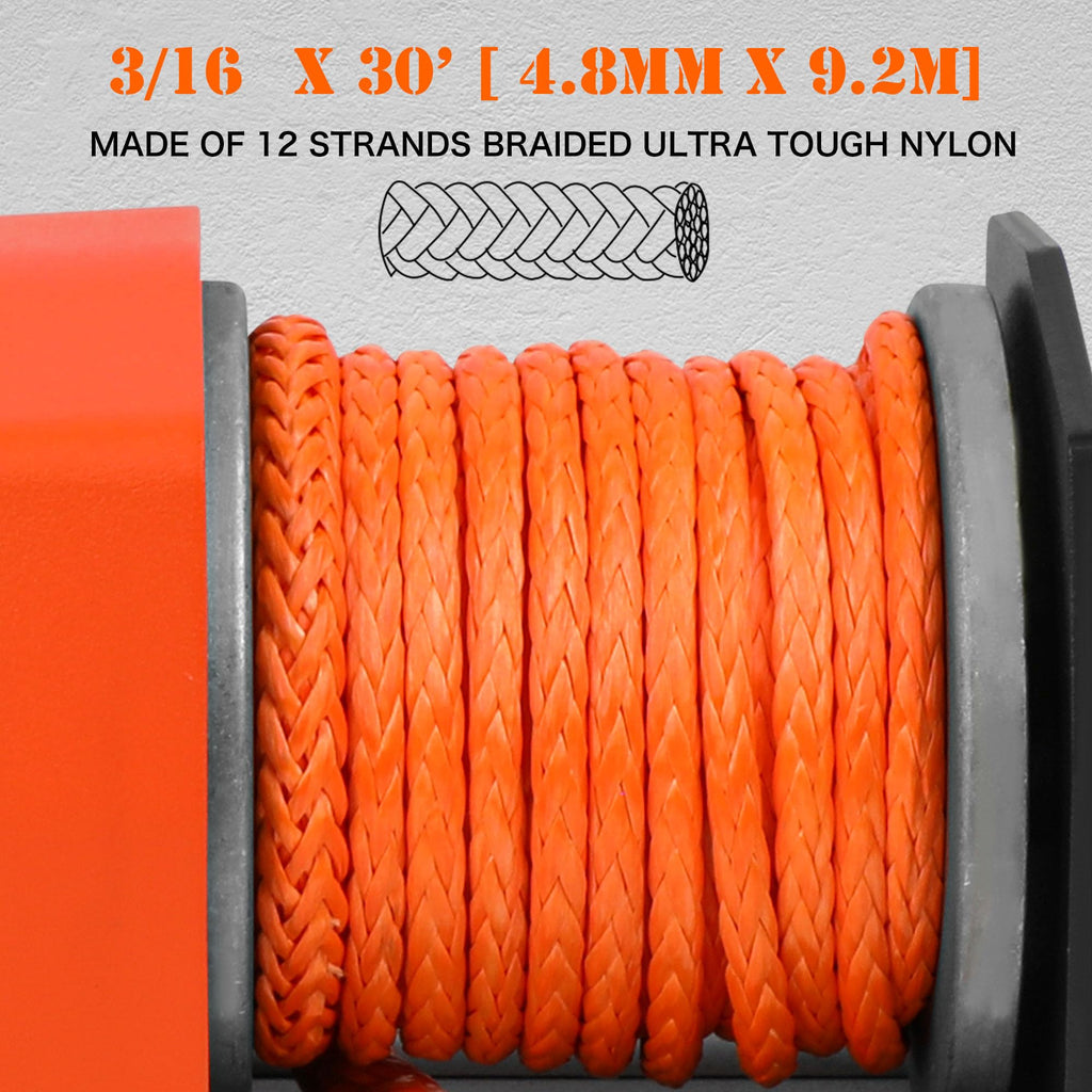 2500 lb Electric Winch 30ft Synthetic Rope 12V DC M7198