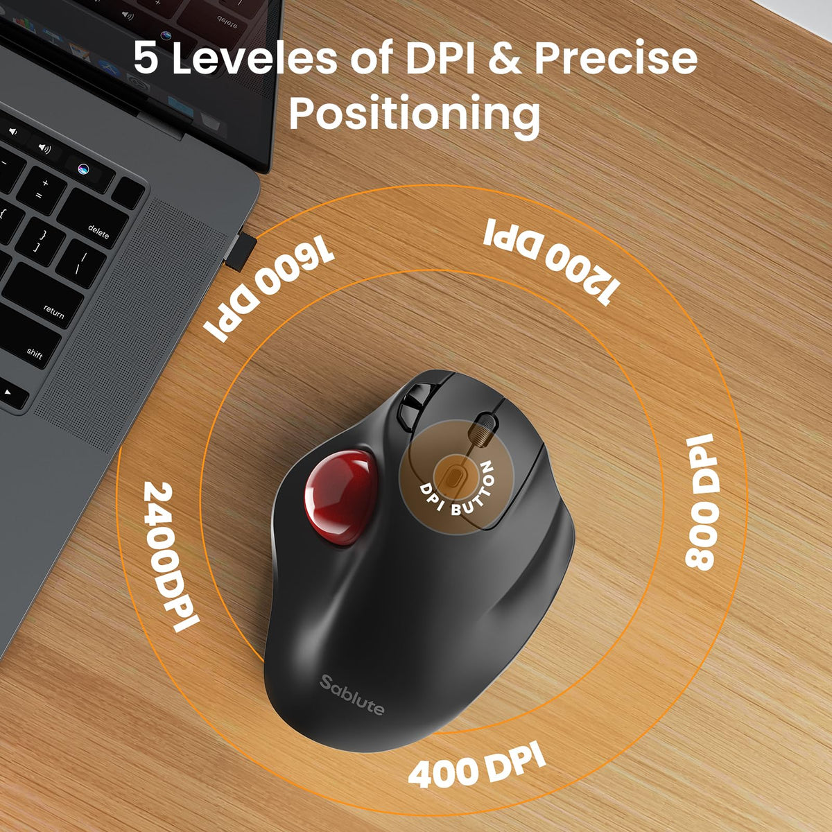 Wireless Rechargeable Thumb Control Trackball Mouse O392