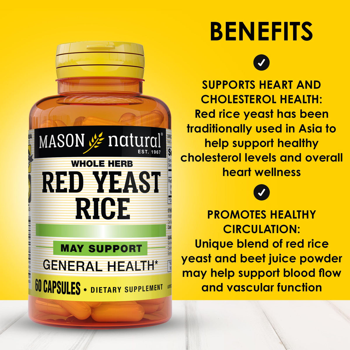 Red Yeast Rice Herbal Supplement 60 Capsules Pack of 3 J6682