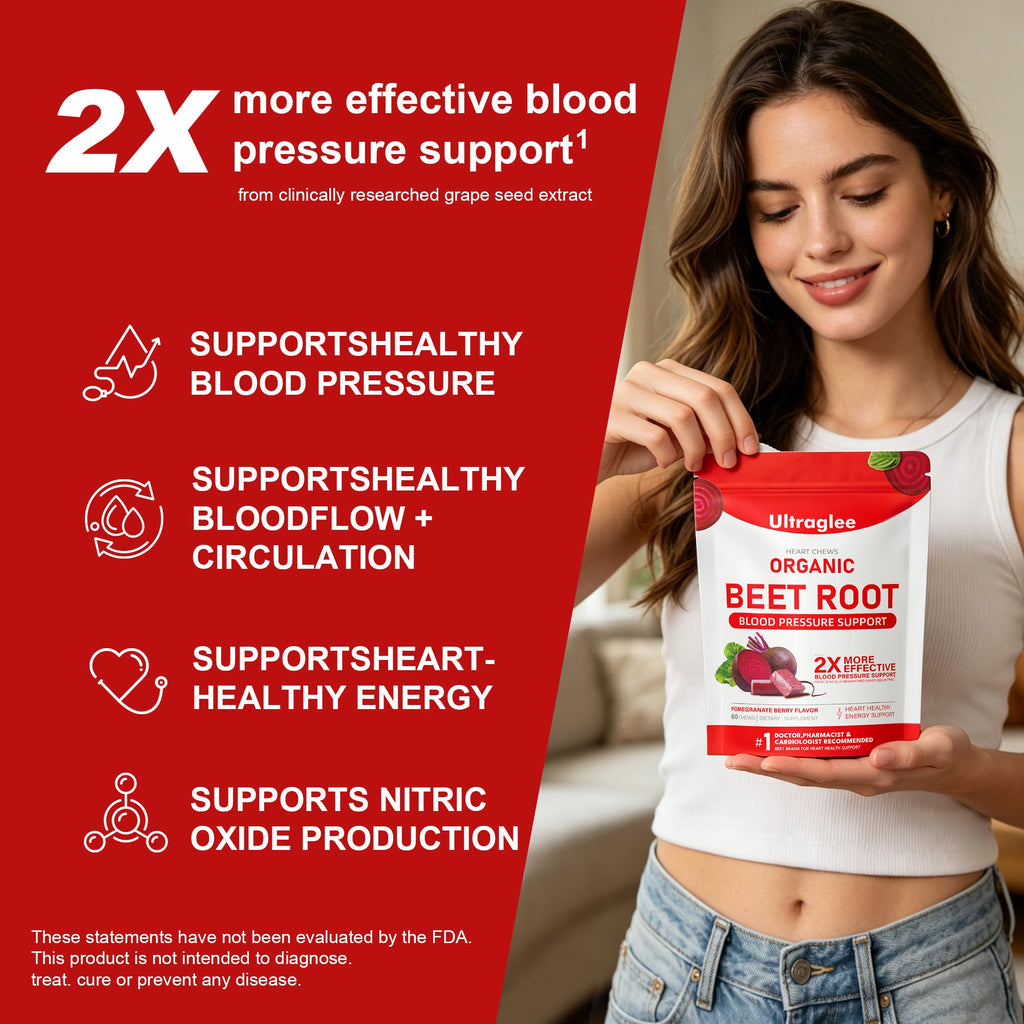 Beet Root Chewable Nitric Oxide Support Soft Chews 60 Pomegranate Berry Flavor H230