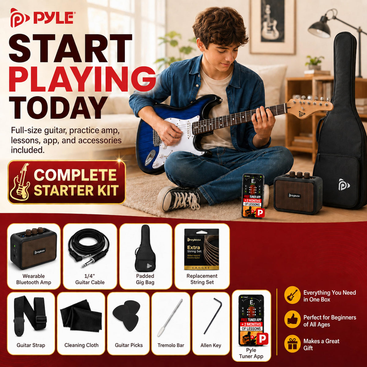 Blue Burst Electric Guitar and Amp Kit H719