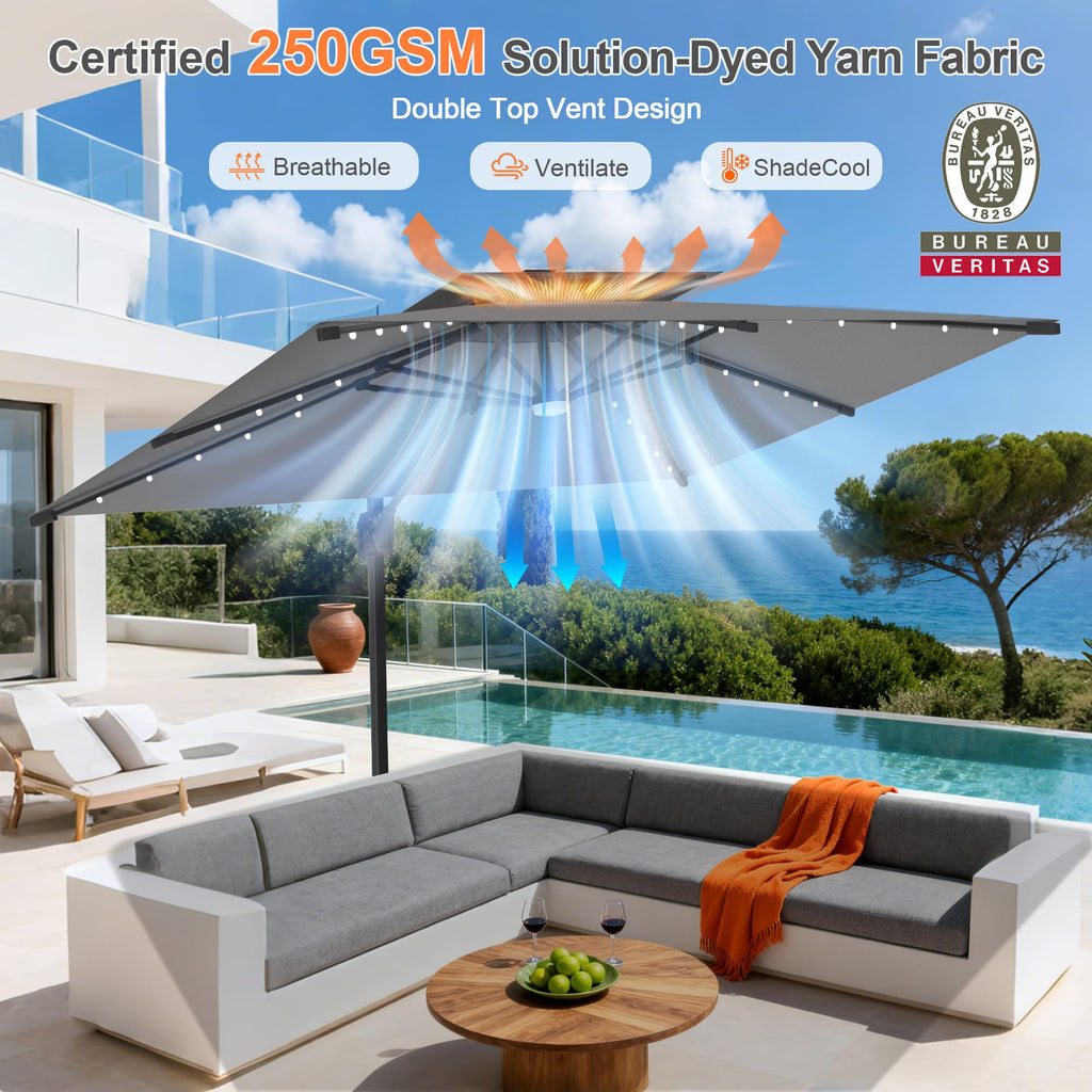 10' X 10' Cantilever Umbrella with LED Lights E45521