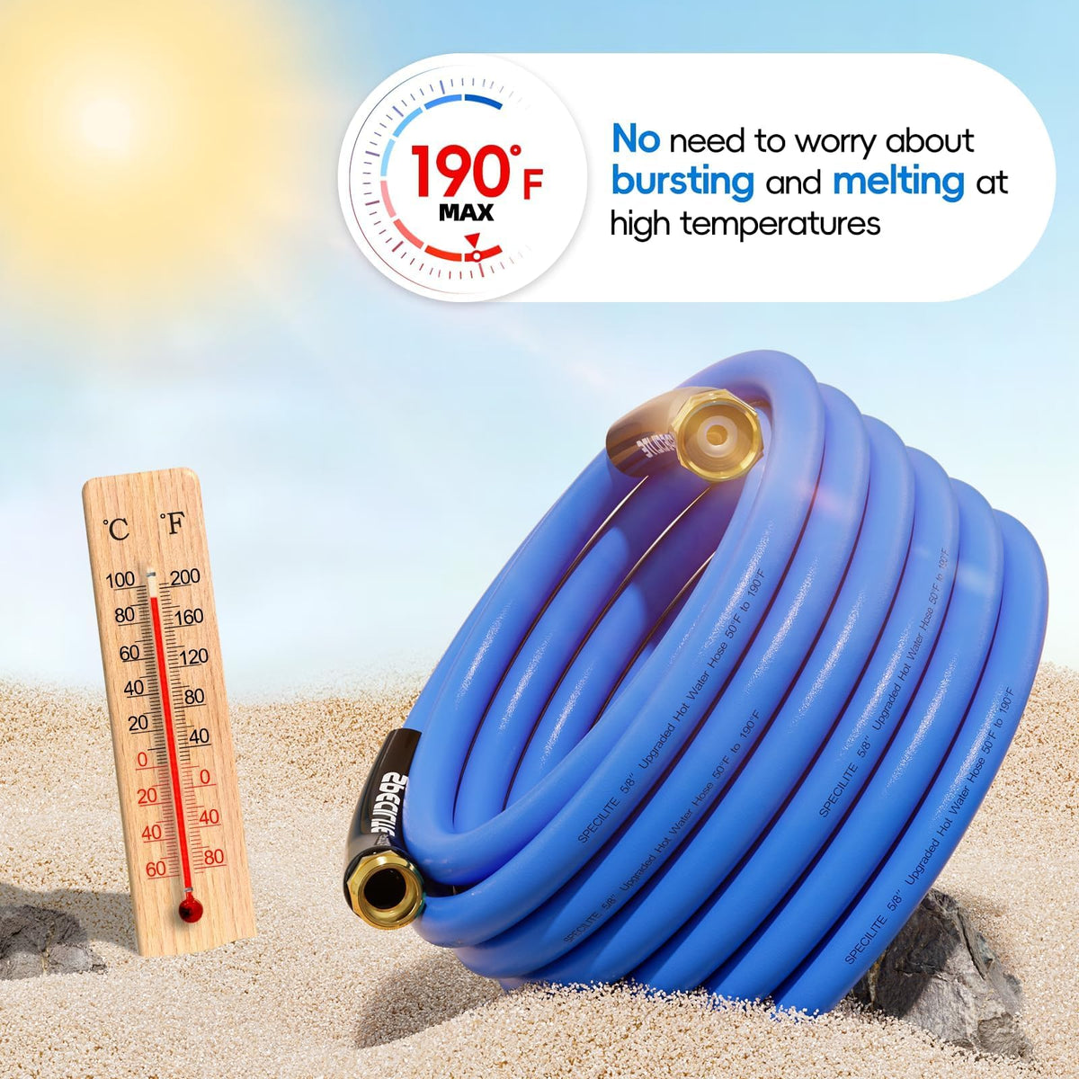 Hot/Cold Garden Water Hose 50 ft x 3/4" Blue R60611