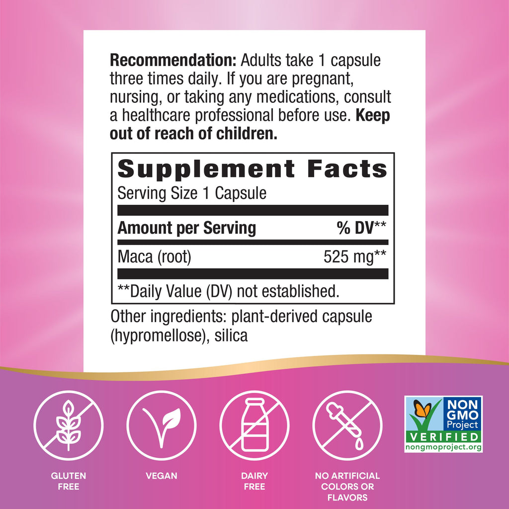 Maca Root Capsules Vegan 100 ct N4168