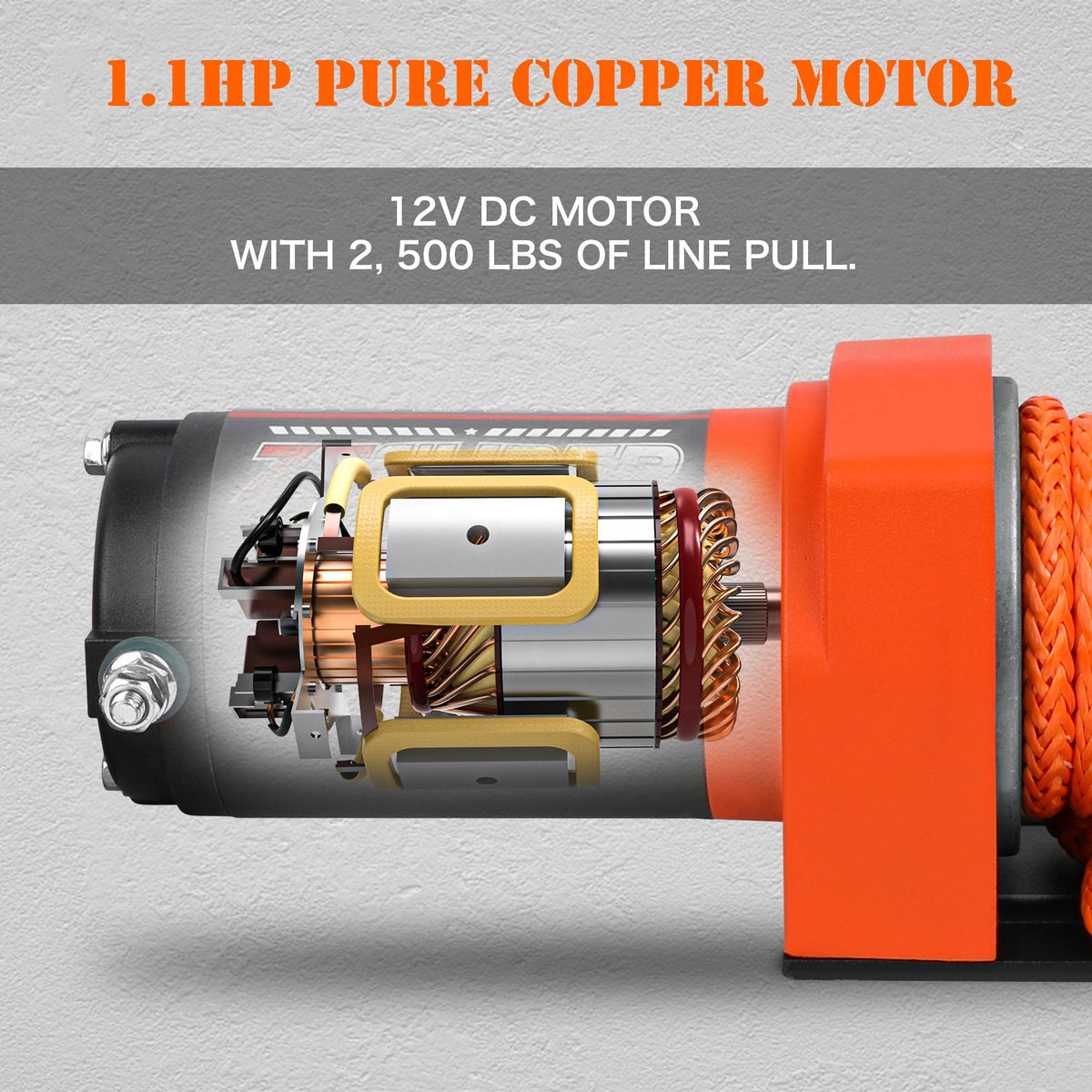 2500 lb Electric Winch 30ft Synthetic Rope 12V DC M7198
