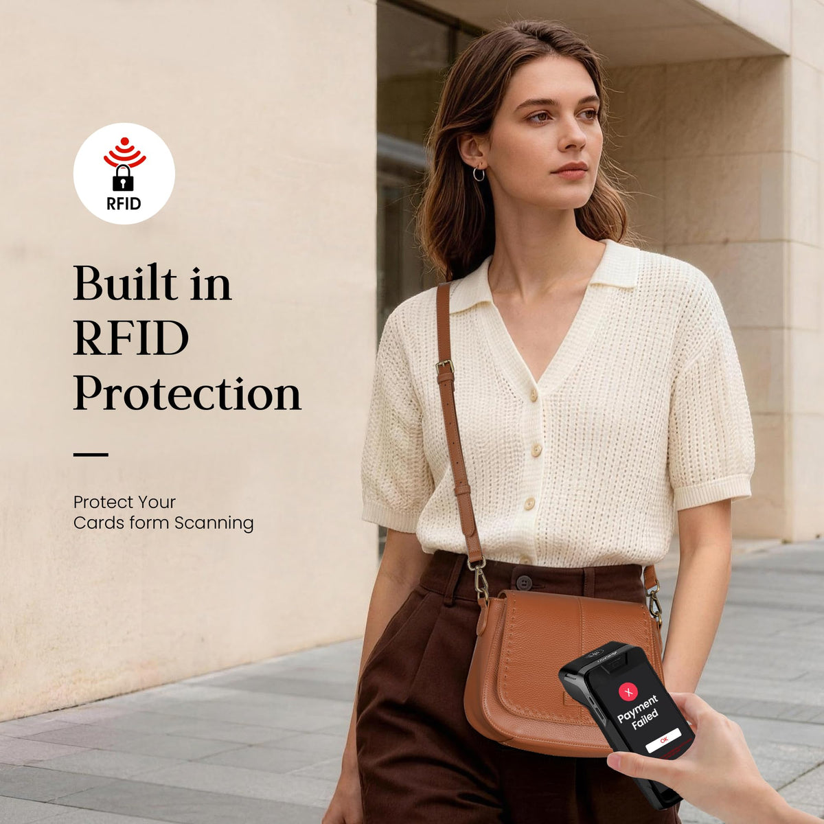 Genuine Leather RFID Blocking Crossbody Bag K30214