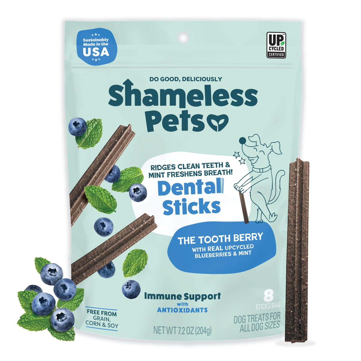 Blueberry & Mint Dental Chews for Dogs, 8 Chews F962
