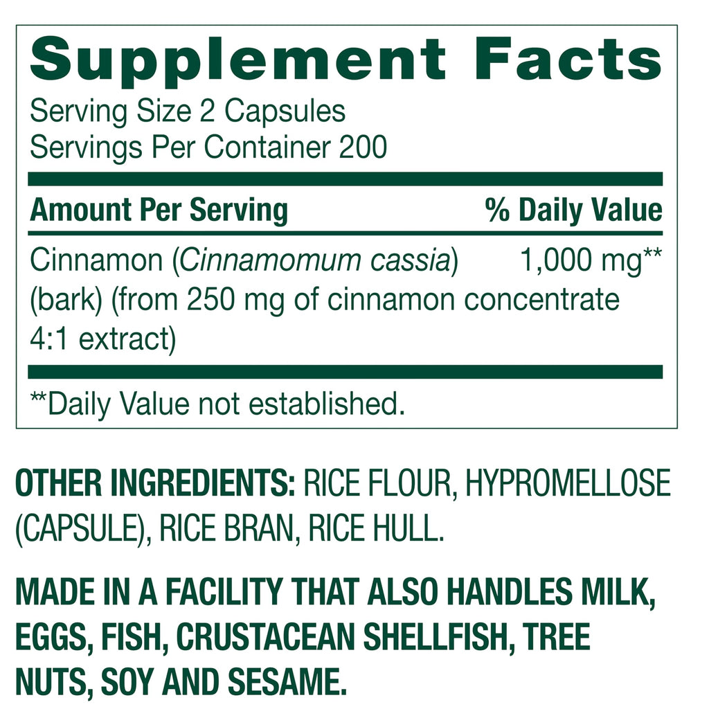 Cinnamon Extract Capsules 400 Count M600951