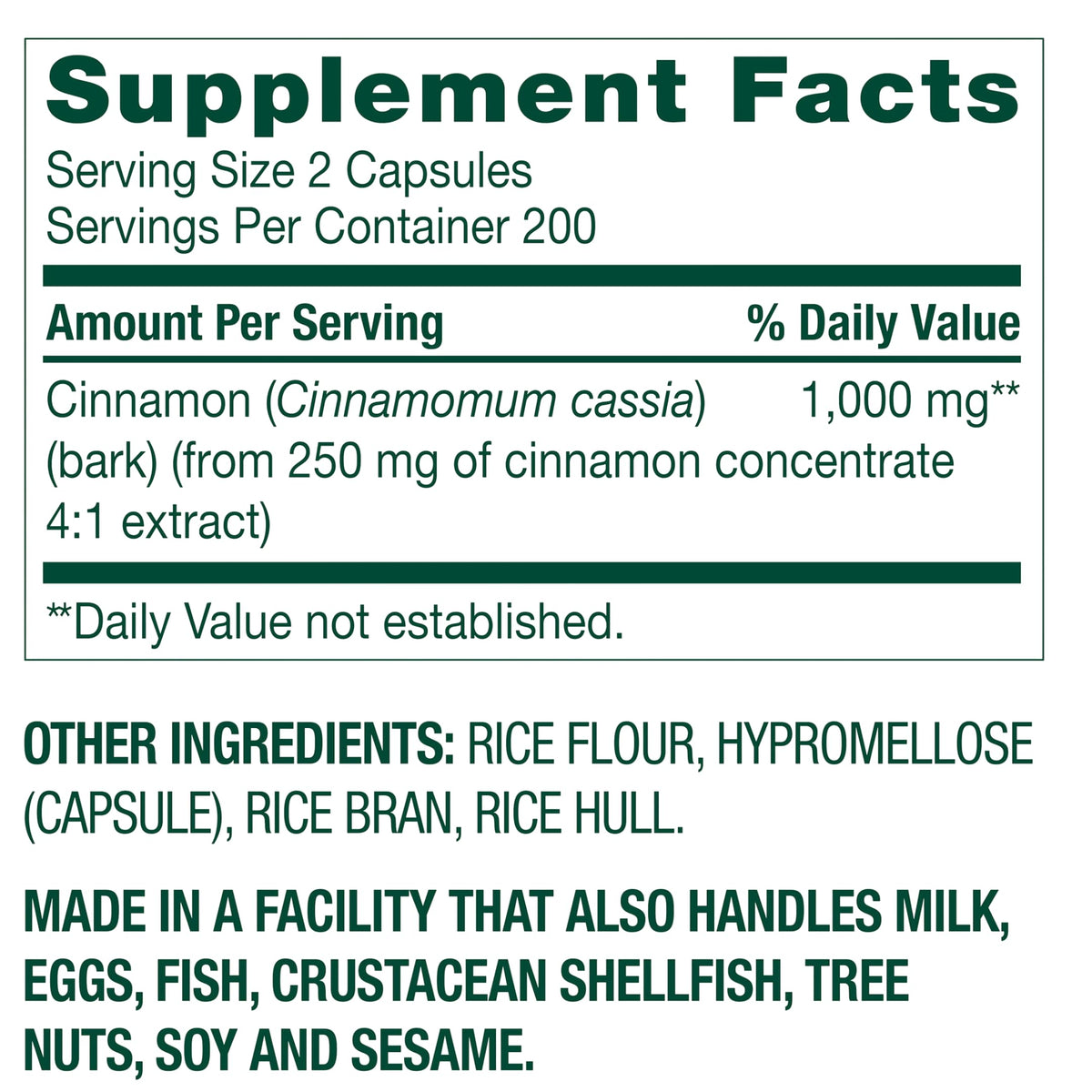 Cinnamon Extract Capsules 400 Count M600951