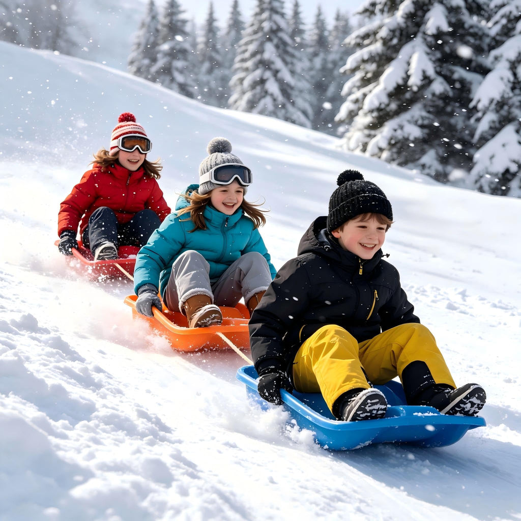 Plastic Snow Sleds with Pull Rope and Handles J6127
