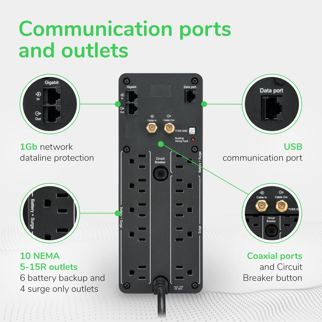 1500VA UPS Battery Backup & Surge Protector with AVR J912150