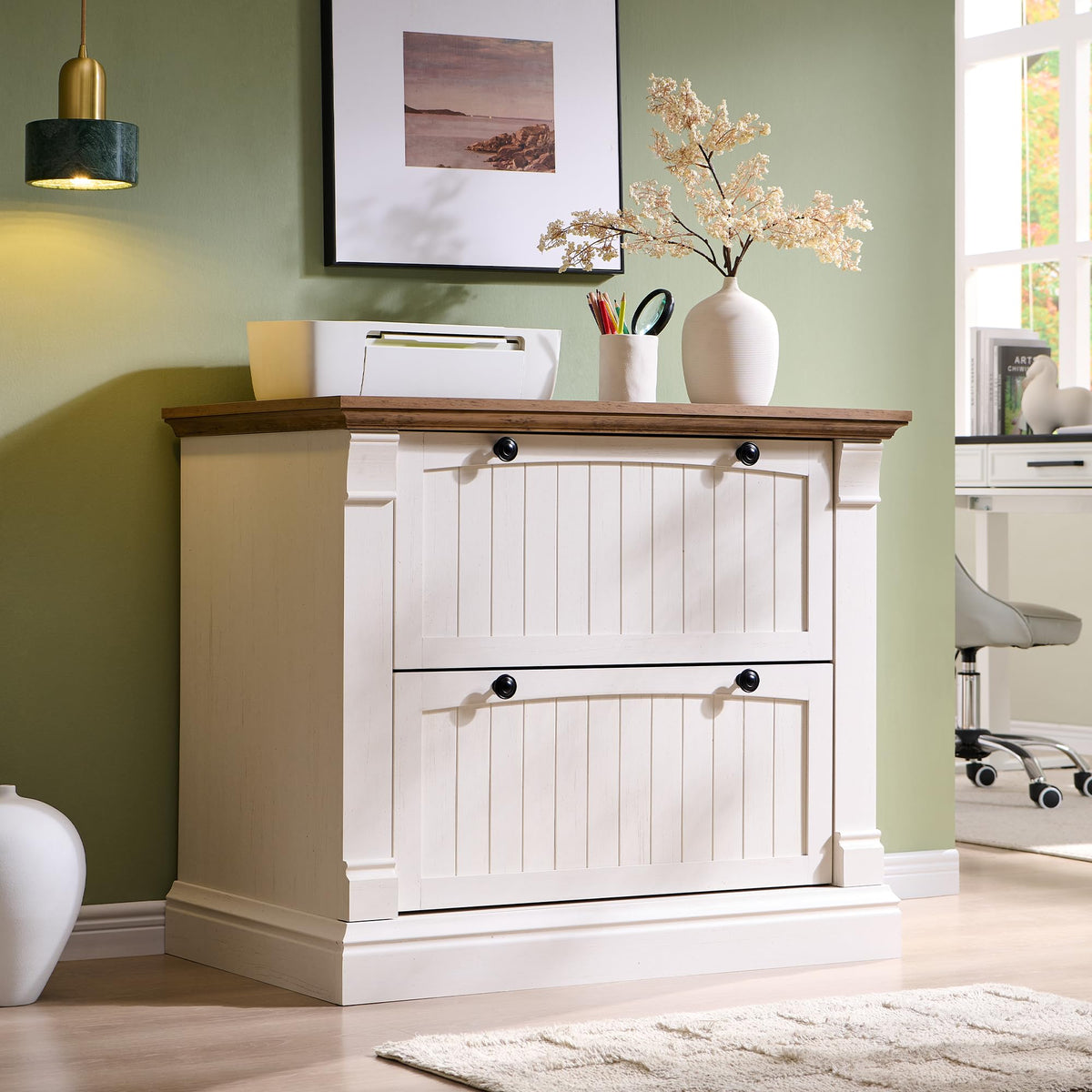 Antique White 2 Drawer File Cabinet S132998