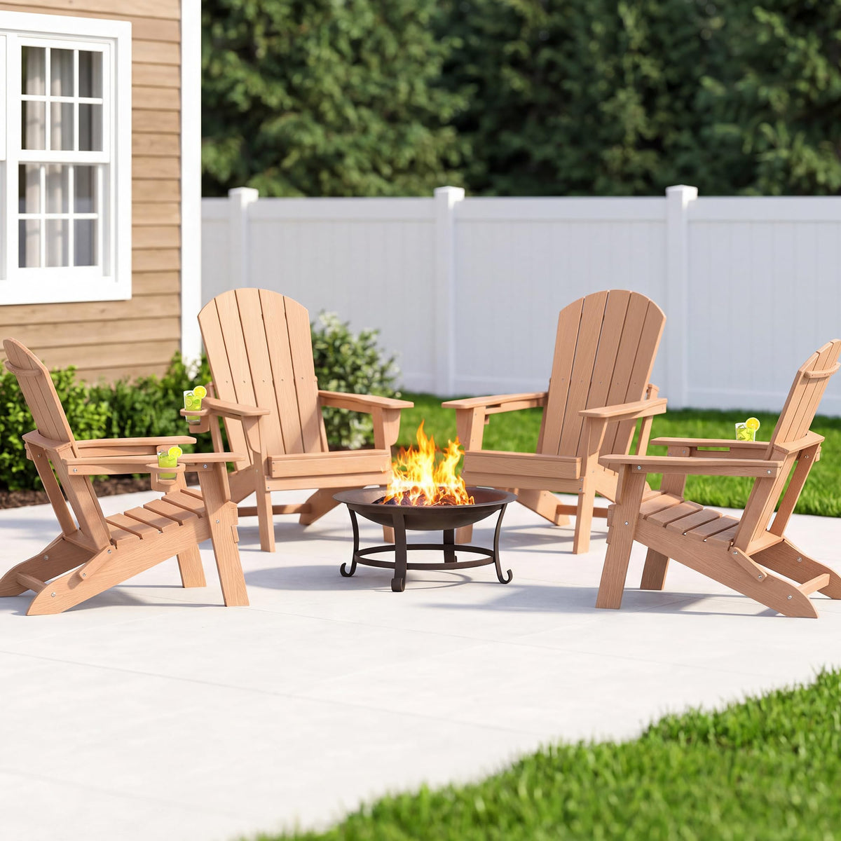 Adirondack Chair Set of 2 with Cup Holders & Table L2422