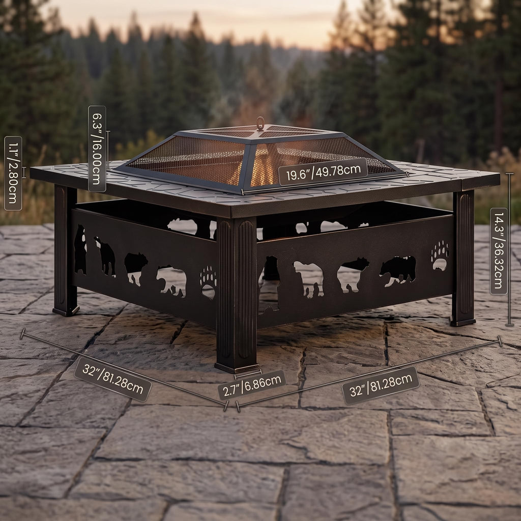 32" Outdoor Wood Burning Fire Pit Table V524