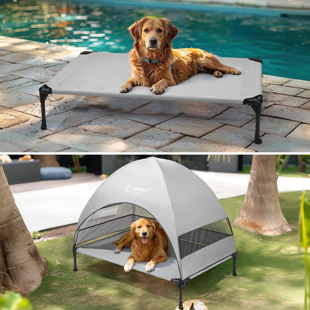 Elevated Outdoor Dog Bed with Canopy P97897