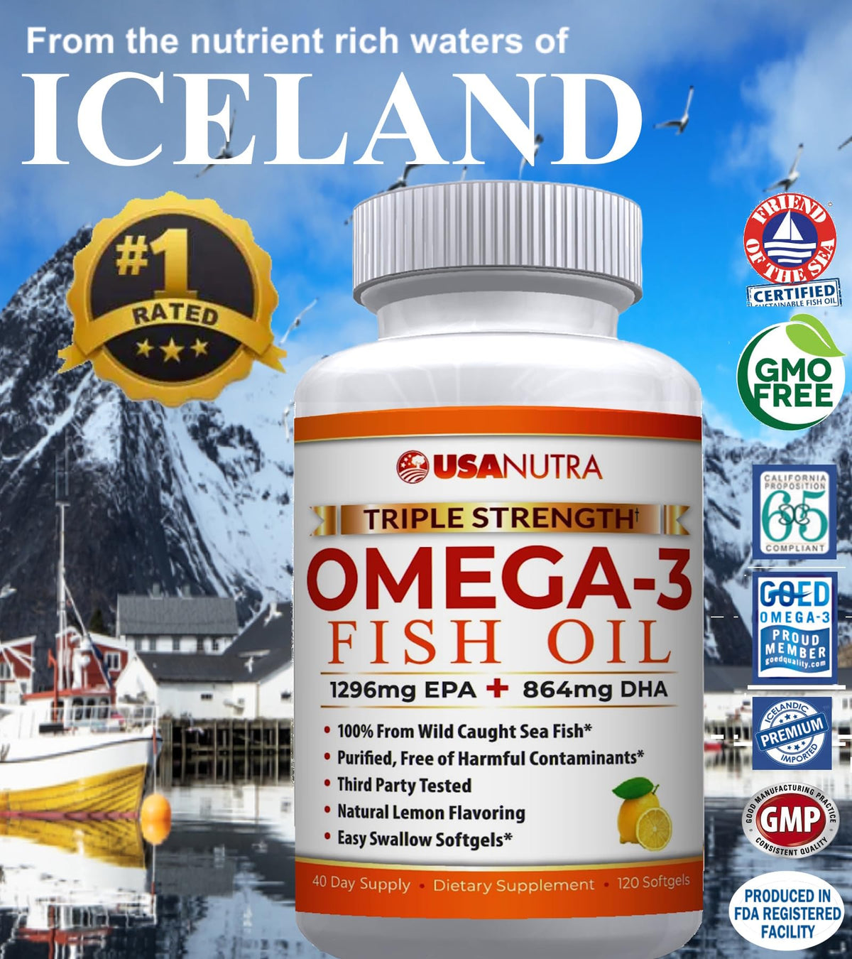 Omega-3 Fish Oil 3600mg with EPA and DHA A426070