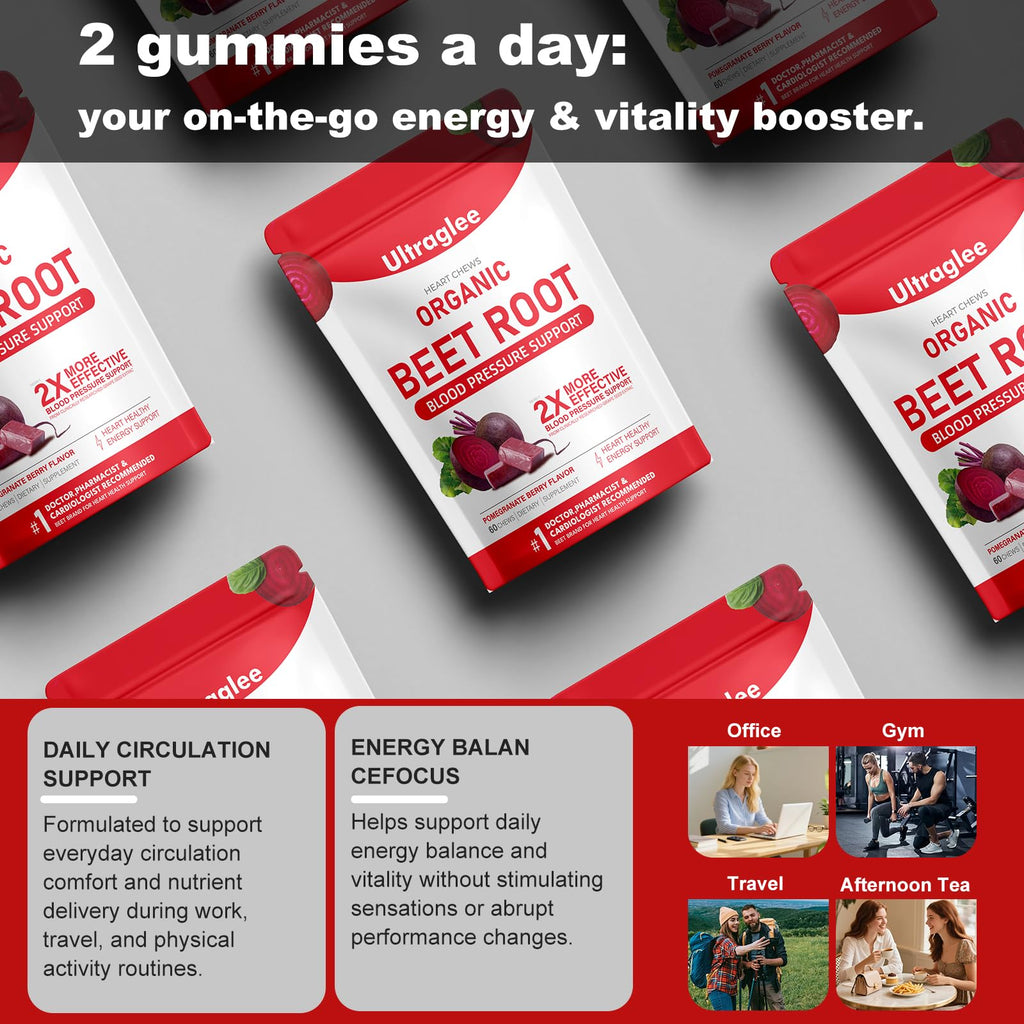 Beet Root Chewable Nitric Oxide Support Soft Chews 60 Pomegranate Berry Flavor H230