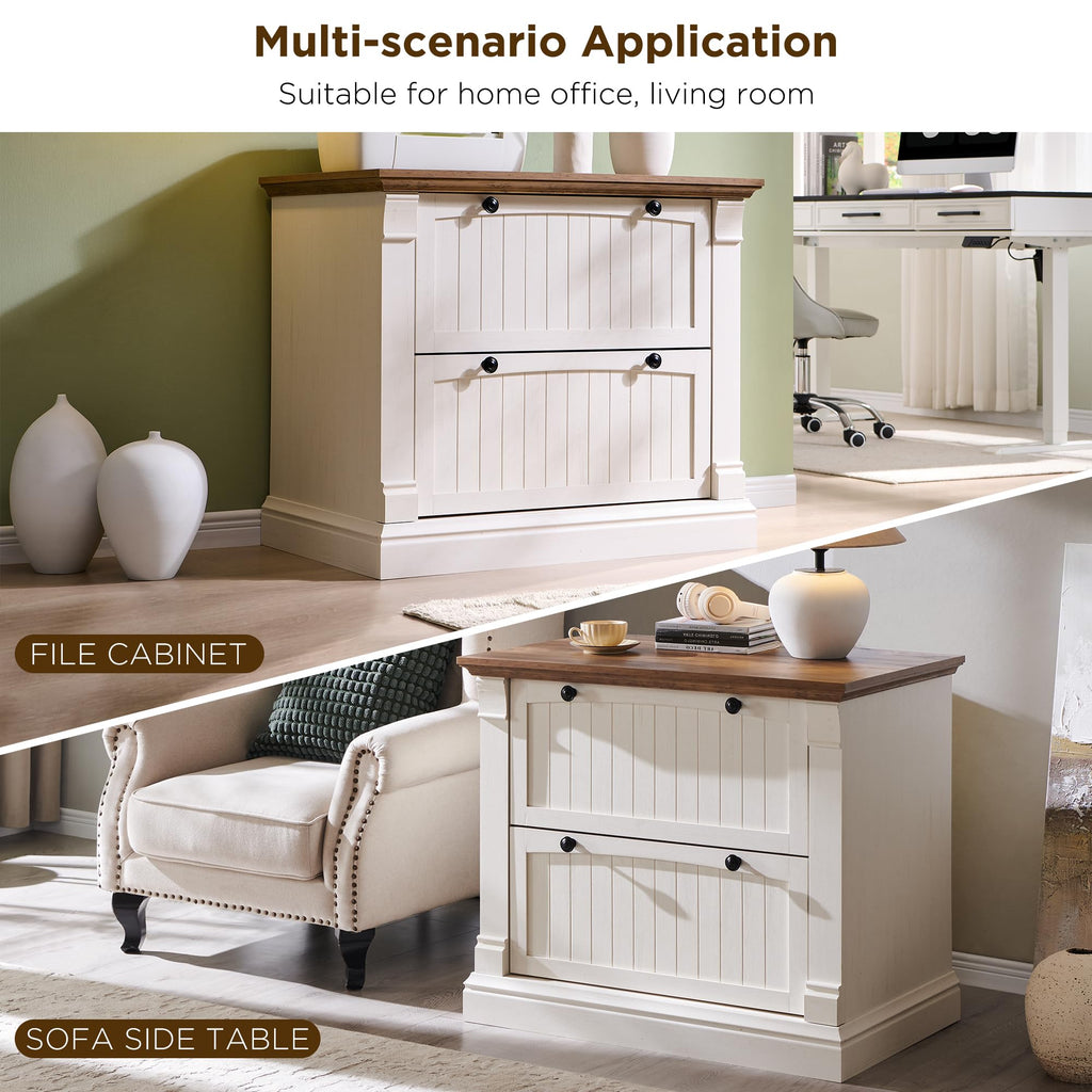 Antique White 2 Drawer File Cabinet S132998