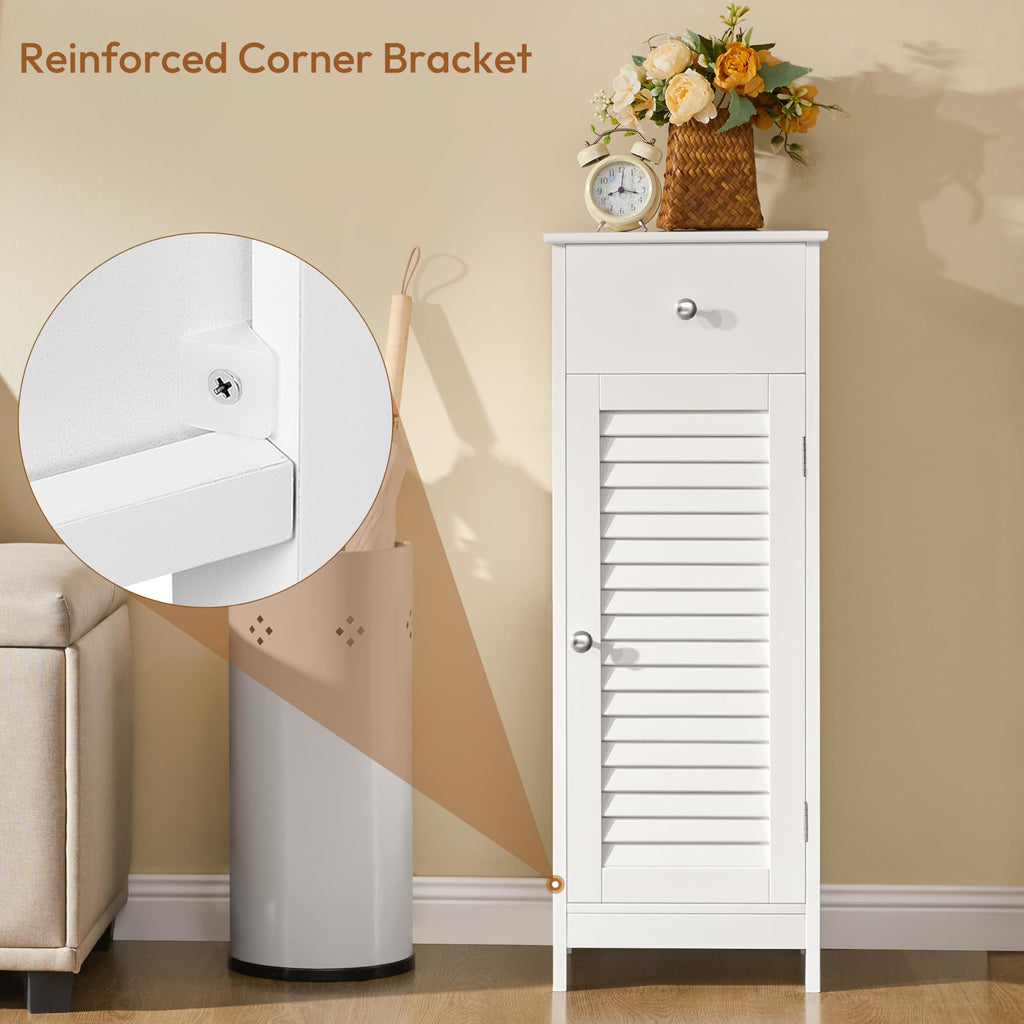 White Bathroom Storage Cabinet with Drawer U264