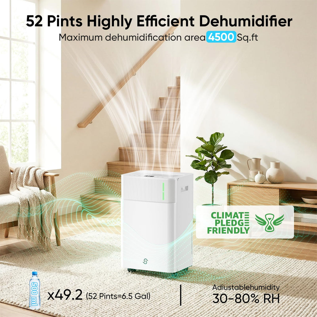 52-Pint 4,500 Sq Ft Dehumidifier with Drain Hose Q7261