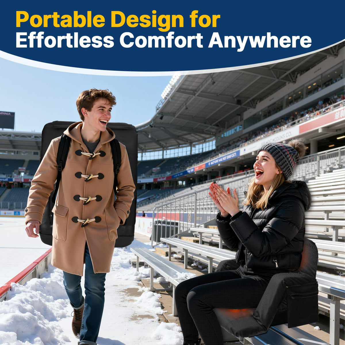 25'' Heated Stadium Seat with Back Support W876582