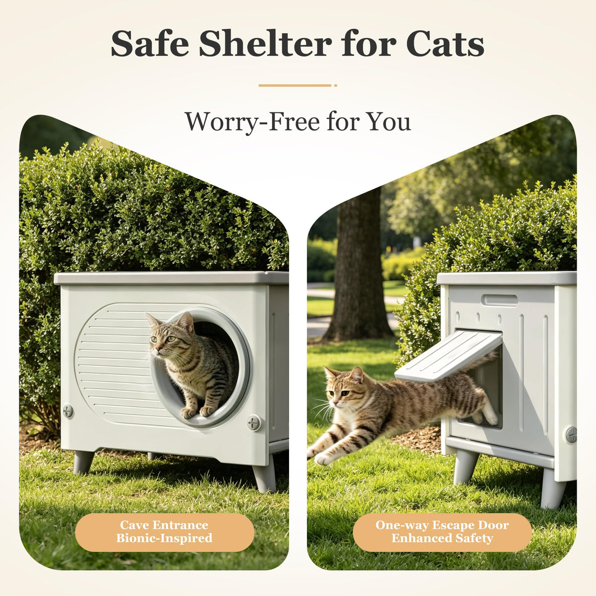 Weatherproof Elevated Outdoor Cat House with Cushion N6775